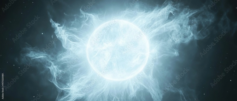 Poster supernova explosion in deep space with nebula clouds and distant stars abstract illustration