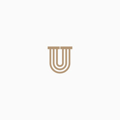 Linear Letter U Pillar Logo with white background. 