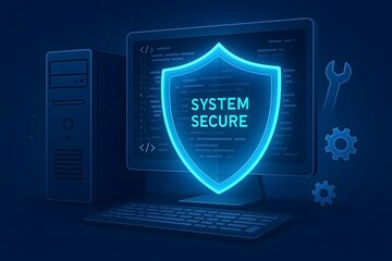 Digital system security shielding computer data protection for secure online business and data cybersecurity