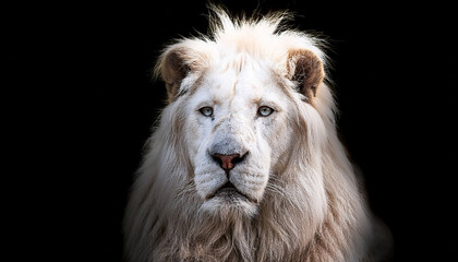 Fototapeta premium white lion in portrait black background