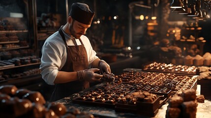 Chef preparing baked goods in a commercial kitchen