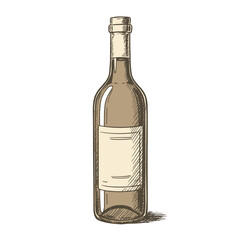 Hand-drawn wine bottle icon for restaurant menus and winery branding