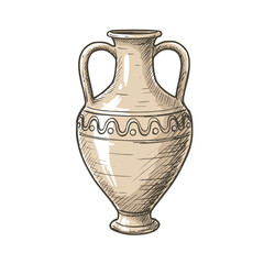 Hand-drawn amphora icon for Mediterranean menus and cultural food branding