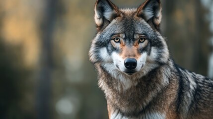 Obraz premium Mesmerizing gaze of the majestic wolf in the wild serene wilderness