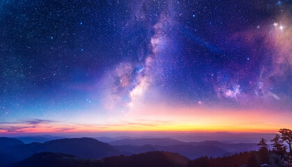 colorful starry sky anime panorama