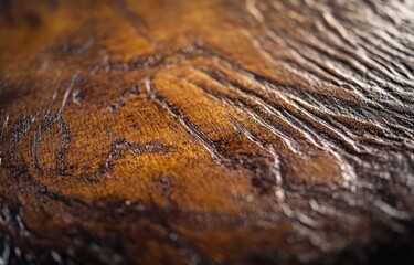 Close-up of rich, dark brown wood grain.  Detailed surface texture with prominent wood patterns, polished to a smooth finish.  Warm tones and subtle highlights