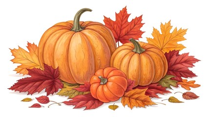 Naklejka premium Autumn pumpkin arrangement on a wood background
