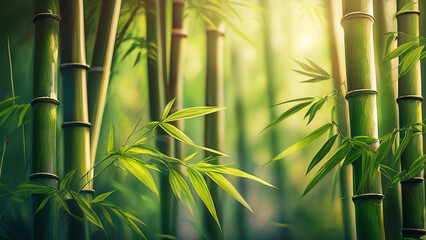Peaceful Bamboo Forest with Sunlight – Nature Background for Calm & Zen Vibes