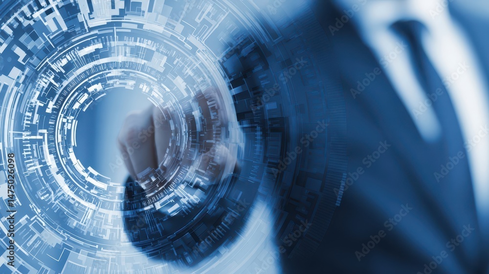Poster close-up of a person interacting with a digital interface.