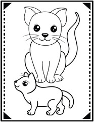Cute Bold & Easy Pet Animals coloring page. ready to print on standard 8.5x11 inch paper