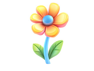 Naklejka premium 3d plastic icon of flower on png