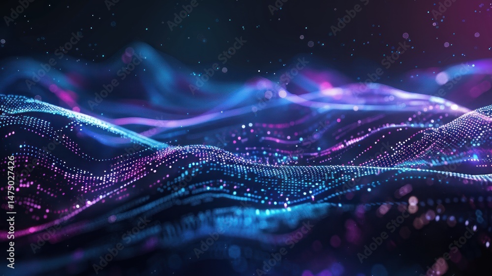 Poster abstract digital waveform symphony of light and data