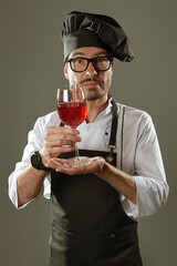 sommelier with wine