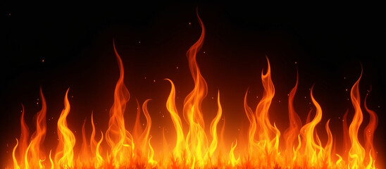 Dynamic Digital Flame Illustration – Vivid Red, Orange & Yellow Fire on Black Background – Abstract, High-Contrast, Energy-Filled Art