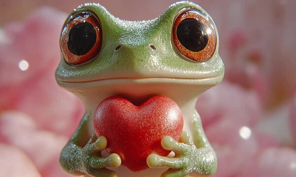 Cute frog with a heart