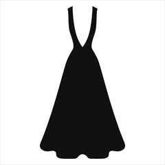 Elegant Black V-Neck Evening (Backless )Gown Vector Silhouette/A simple, elegant silhouette of a black evening gown with a v-neckline and flowing skirt.