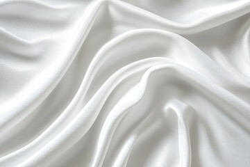 Obraz premium Soft, flowing white fabric with elegant folds. Close-up view of smooth, luxurious texture