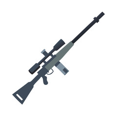 Fototapeta premium Modern sniper rifle icon in black and gray with scope attached