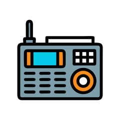 Military radio device icon with screen and knobs