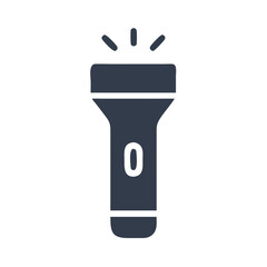Simple black flashlight icon in flat silhouette style