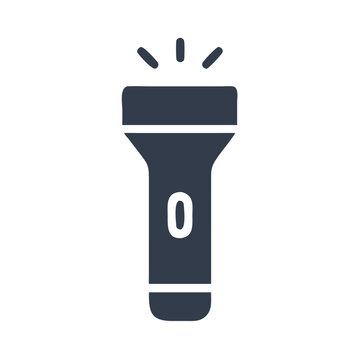 Simple black flashlight icon in flat silhouette style