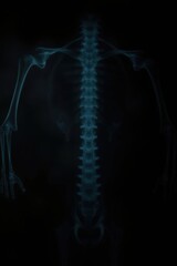X-ray image showing the human spine in blue.