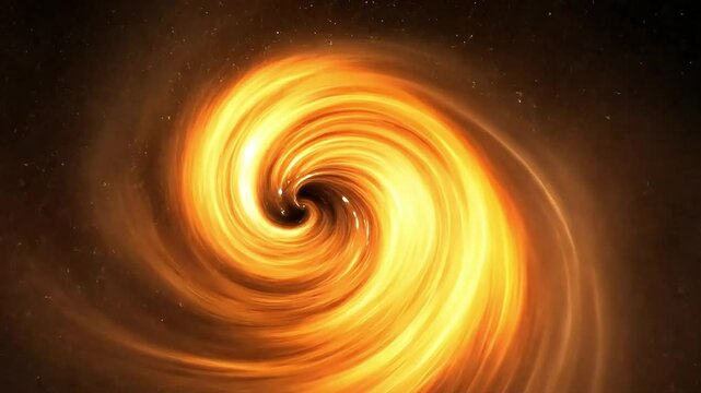 Swirling orange vortex in space, resembling a cosmic portal or black hole