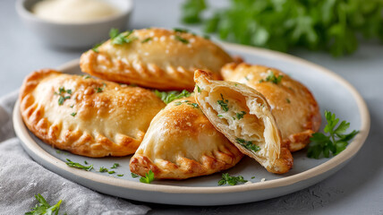 Delicious empanadas with golden crust and fresh herbs