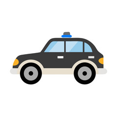Fototapeta premium Black police sedan icon in flat modern style