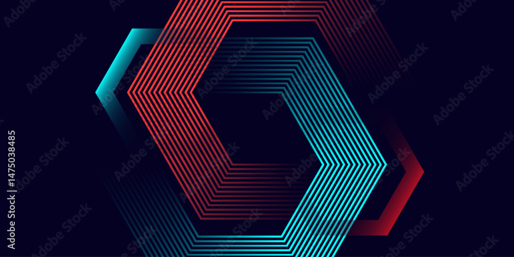 Poster abstract blue modern background with dynamic geometric shapes.