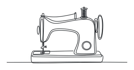 Single Line Drawing of a Vintage Sewing Machine