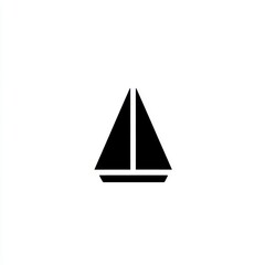Simple black sailboat icon on white background, minimalist nautical graphic design.