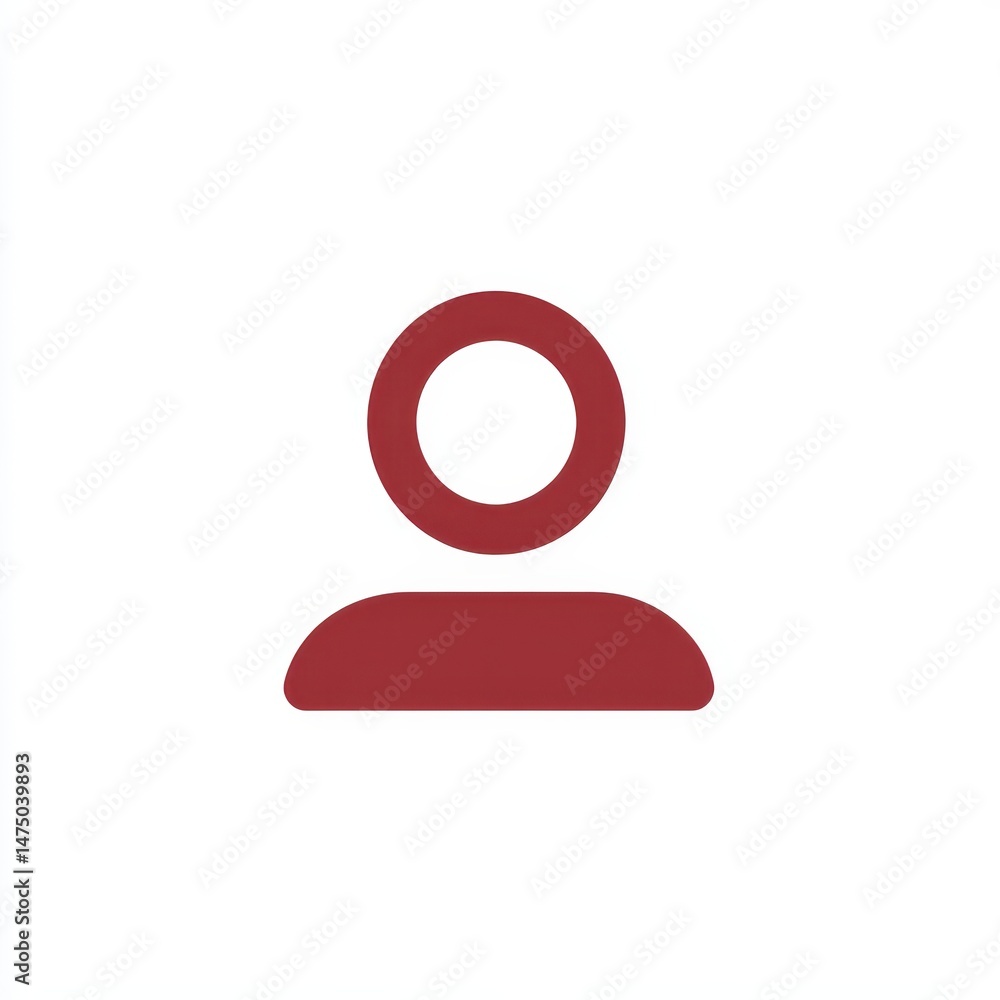Poster simple maroon icon of a person on a white background. minimalist design, suitable for profile placeh