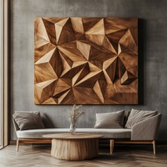 Modern wood wall art,  cozy living room