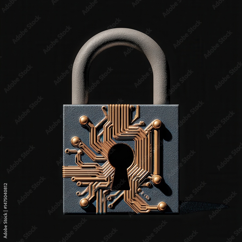 Poster digital security lock with circuit board design.