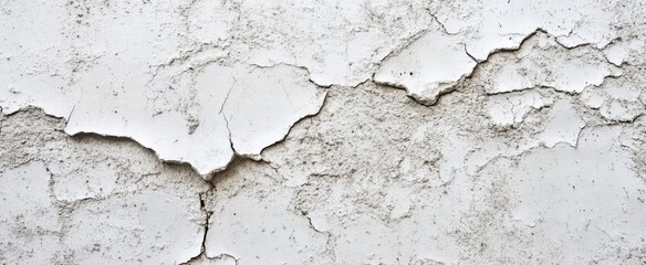 Weathered white wall with deep cracks