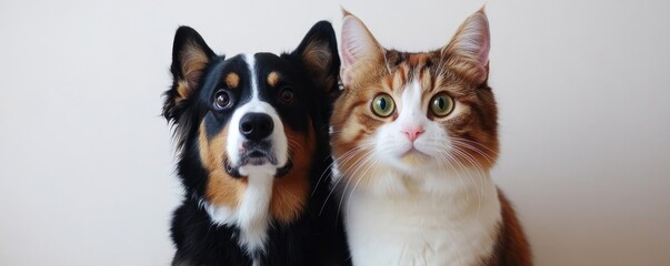 Obraz premium Adorable Dog and Cat Portrait Friendly Faces, Pets, Animals Pet photography, animal portraits