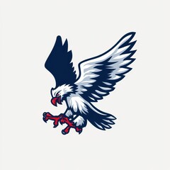 Obraz premium A stylized illustration of a soaring hawk in flight.