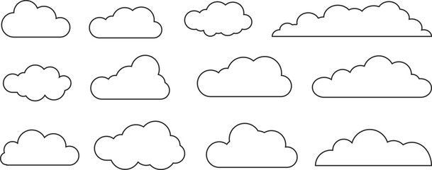 clouds lines collection. icons Vector illustration