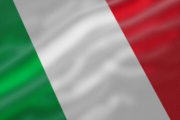 Obraz premium A digitally created image of the Italian national flag with waving realistic fabric texture.