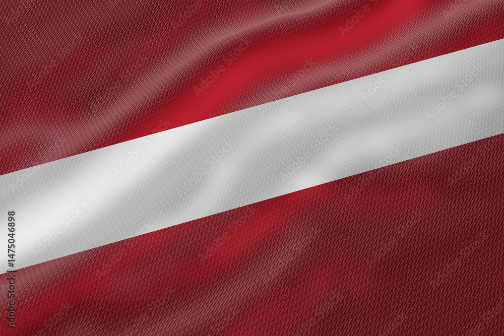 Poster latvia a textured rendering of a flag with burgundy and white stripes creating a patriotic symbol.