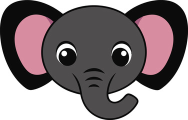 Fototapeta premium A kawaii style elephant head vector silhouette black