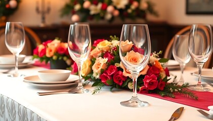 table is set for a formal dinner