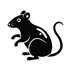 Stylized black and white illustration of a cute rat rodent perfect for various design applications and projects