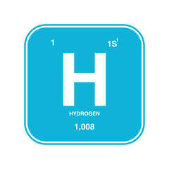 Hydrogen symbol vector on periodic table isolated on transparent background