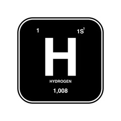 Fototapeta premium Hydrogen symbol vector on periodic table isolated on transparent background