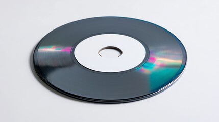 Black Vinyl Record with White Label, Music, Analog Audio, Record Player