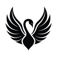 Elegant black swan with wings spread wide in a graceful and sophisticated vector illustration © SandhaRani