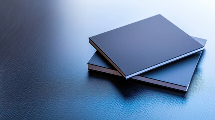 Sleek monochromatic notebooks stacked on smooth surface, showcasing modern design and minimalistic style