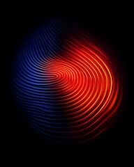 Colorful Swirling Lines in Blue and Red with Black Background